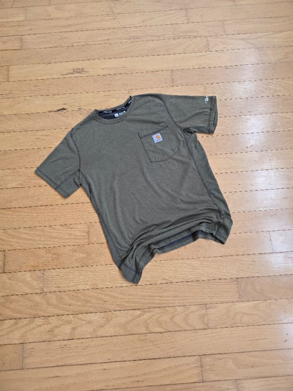 Carhartt |  Force  Olive Green Pocket Relaxed Fit Short Sleeve T-shirt | Men's S